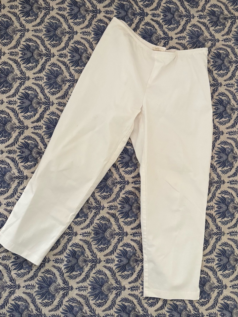 Eileen Fisher White Cropped Straight-Leg Pants PL